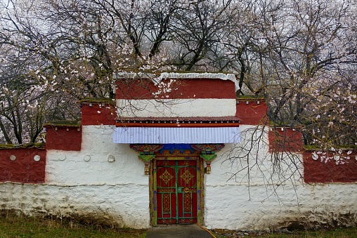 nyabinghi yard of Qingduo Temple,  in Qingdo town, Bomi County, Linzhi, Tibet Autonomous Region, China. The temple was built in 1454.