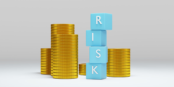 Financial, economic risk and risk perception, decision making concep, 3d render.