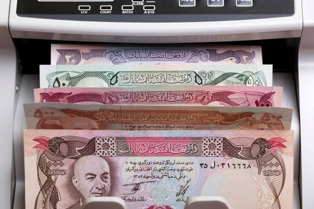 istock Old Afghan Afghani in a counting machine 2149220935