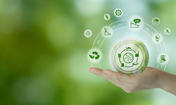istock Sustainable business value chain concept. LCA, Life cycle assessment . Positive environmental impact to value chain product. Carbon footprint reduction. ISO LCA standard aims to limit climate change. 2149221234