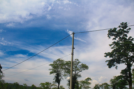 electric pole with lighting