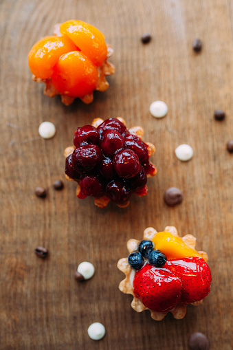 fruit pies on a wooden background