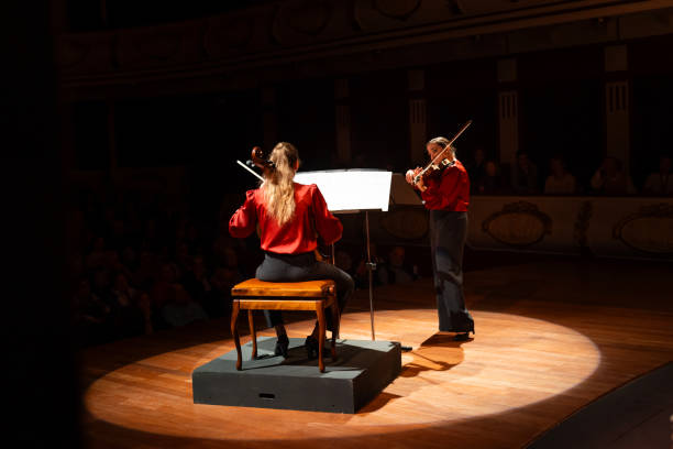 Classical music concert illuminated by the theater spotlights