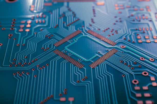 istock blue printed circuit. layout of tracks. 2149230787
