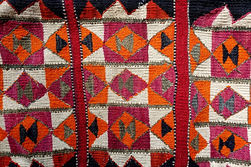 vintage african blanket, tribal pattern, natural fibers and texture