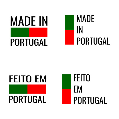 Made In Portugal logo with flag colors label vector set