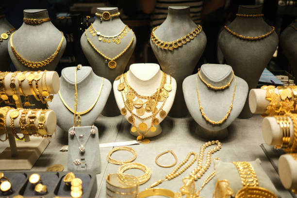 istock Gold necklaces and jewellery 2149233271