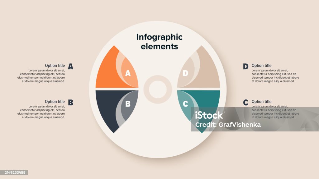 Flowchart Rnd Business Process Chart Infographics With 4 Step Circles Round Workflow ...