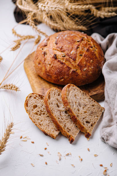 istock Artisan sourdough bread on wooden board 2149234642