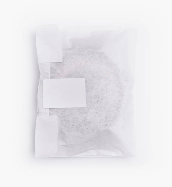 istock Sealed paper bag with blank label on white background 2149238883