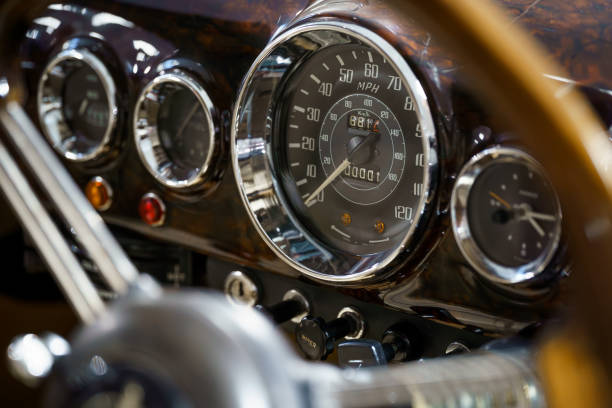istock Close up of an old vintage car dashboard. 2149239186