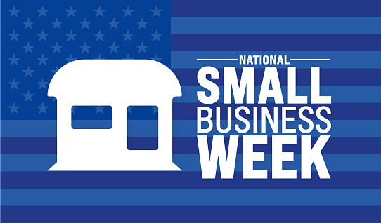 May is National Small Business Week background template.