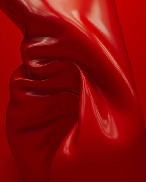 istock Red flowing waves crushed vibrant curve sculpture silky smooth elegance 2149239846