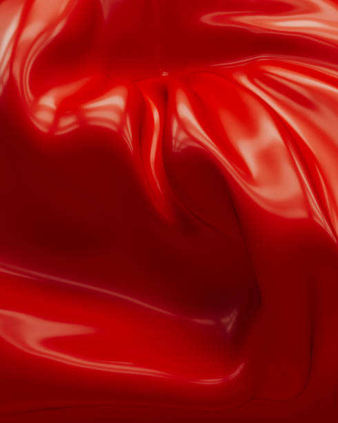 Red flowing waves crushed vibrant curve sculpture silky smooth elegance