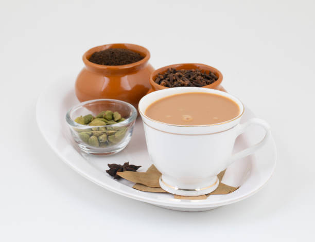 istock Indian Popular Drink Masala Chai or Masala Tea With Traditional Beverage on White Background 2149241288