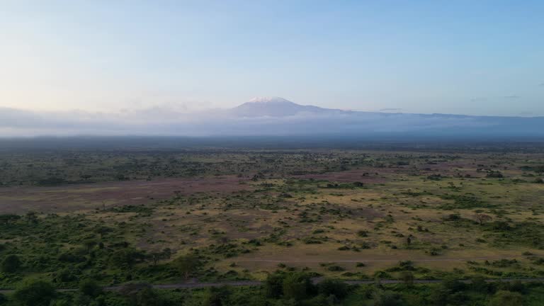 Beautiful African landscape on the background of Kilimanjaro. Kenya. Africa. beautiful view of the African savanna and Kilimanjaro volcano