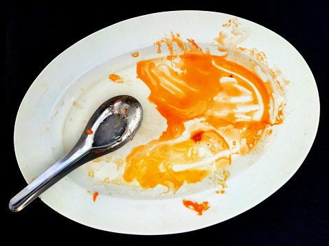 Dirty plate after eating Sunny Side Up Egg.