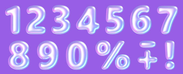 istock Holographic number 3d illustration set. 2149246282