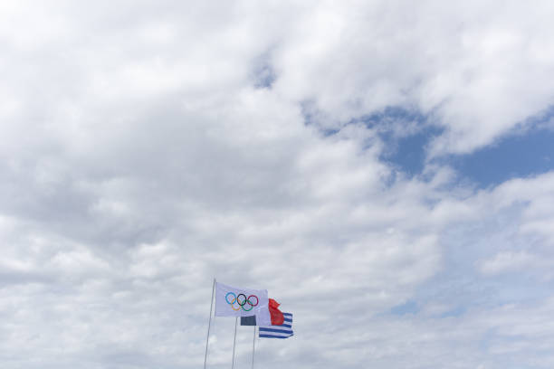 Photos of the event of the Olymplic Flame arriving in Naxos  in Greece. The flame is travelling trough Greece on its way to Paris, France.