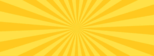 illustrations, cliparts, dessins animés et icônes de bannière jaune avec rayons de soleil, fond de lignes, lumière - animal-jaune