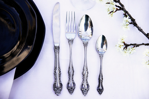 Stylish Silverware on dining table