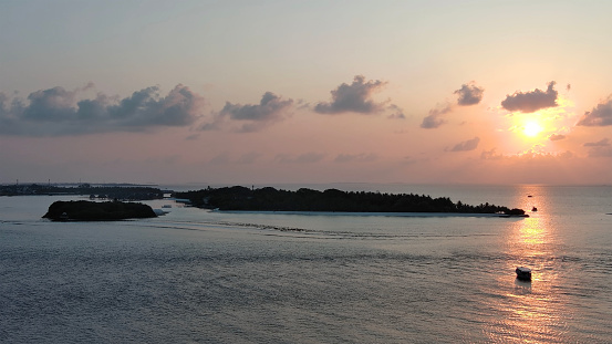 erial view of islands and clouds at sunrise