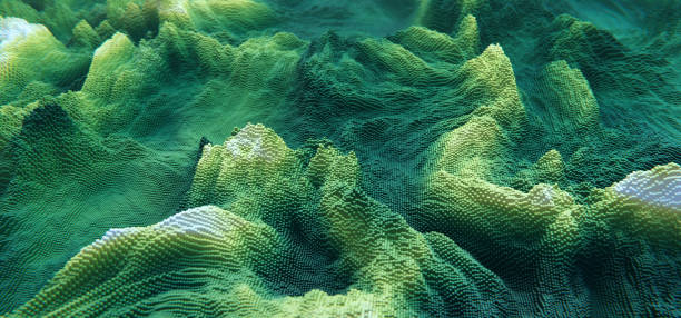 istock Abstract green cubic landscape technology background. Eco concept background 2149251433