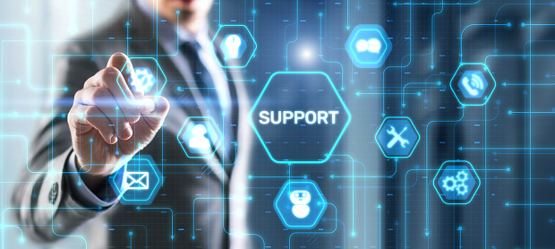 Technical Support Business Technology Internet Concept. Icon on virtual screen.