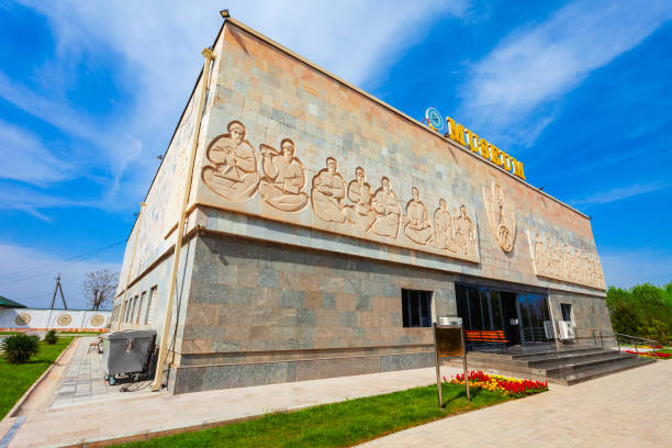 Samarkand, Uzbekistan - April 17, 2021: Afrasiab Museum of Samarkand is a museum located at the historical site of Afrasiyab