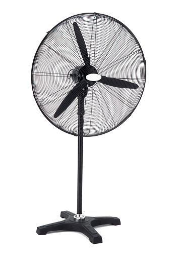 Electric Stand Fan Over White Background