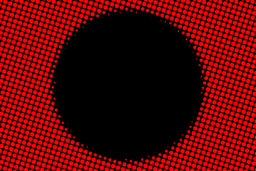 Abstract background of a red half tone pattern with a black hole in it for copy space