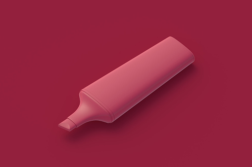 Highlight marker of magenta on red background. 3d render