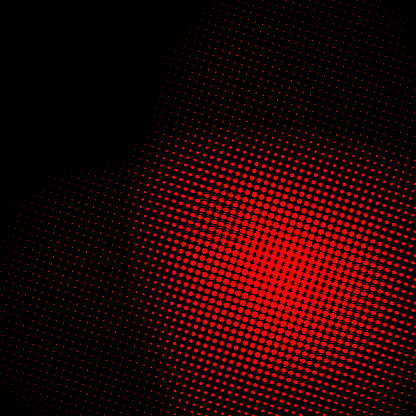 Abstract red half tone square pattern over black background