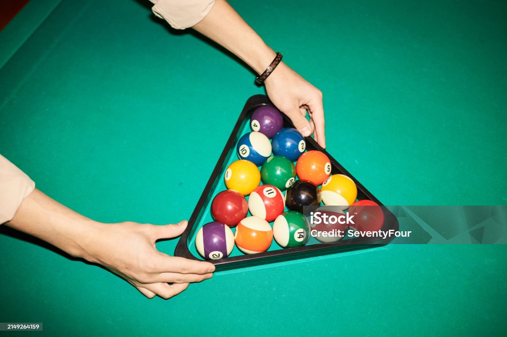 Setting Pool Balls Hands Setting Pool Balls In Triangle Frame Stock Photo - Download Image ...