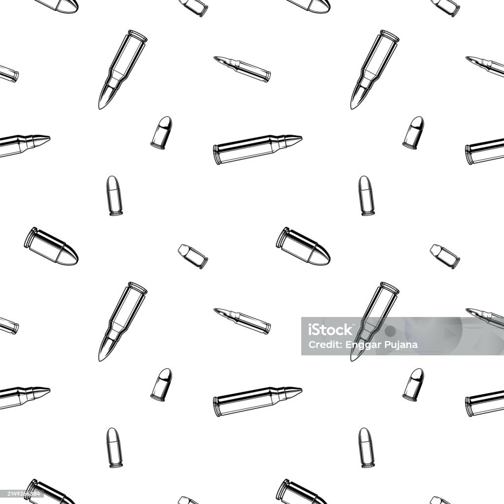 Repeating Pattern Bullets Black And White Bullet Pattern Stock Illustration - Download Image Now ...