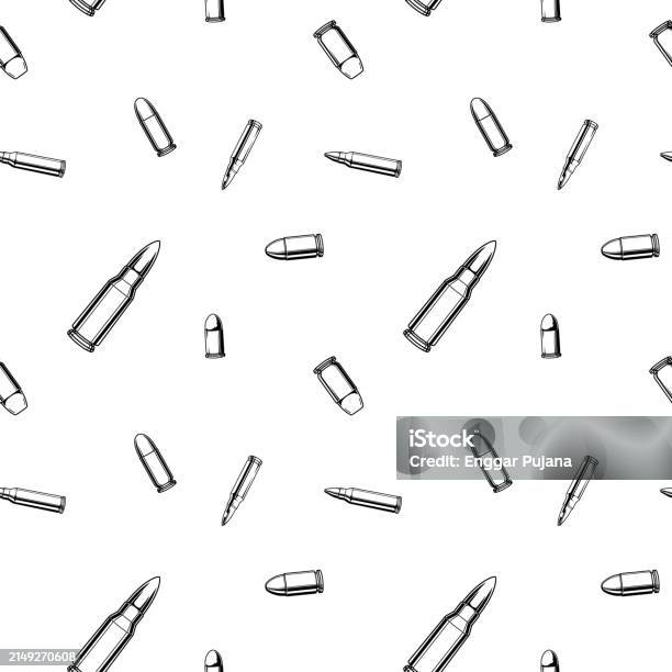 Repeating Pattern Bullets Black And White Bullet Pattern Stock Illustration - Download Image Now ...