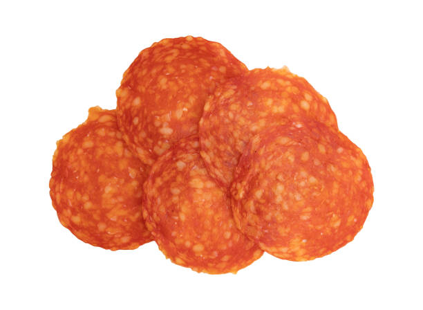 chorizo sausage sliced isolated on white