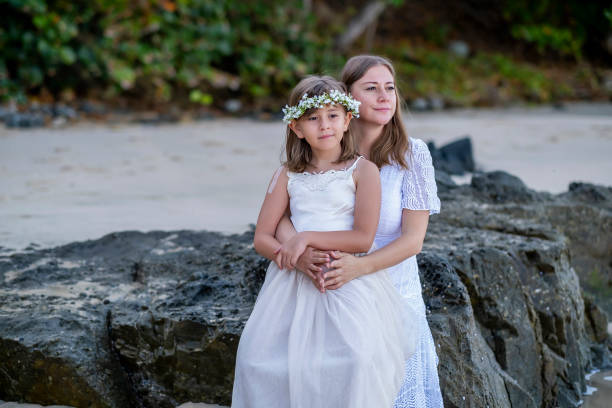 istock Mom and daughter at the beach 2149273049