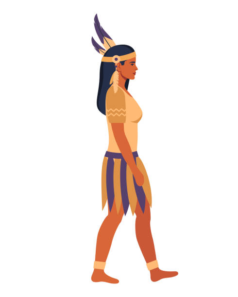 istock Native american indian woman in traditional costume with feathers. 2149273147
