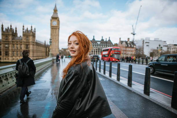 istock Woman having fun on Westminster Bridge 2149273981