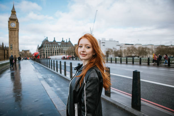 istock Woman having fun on Westminster Bridge 2149274429