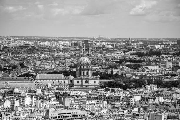 istock Black & White Sky view of Paris City 2149274890