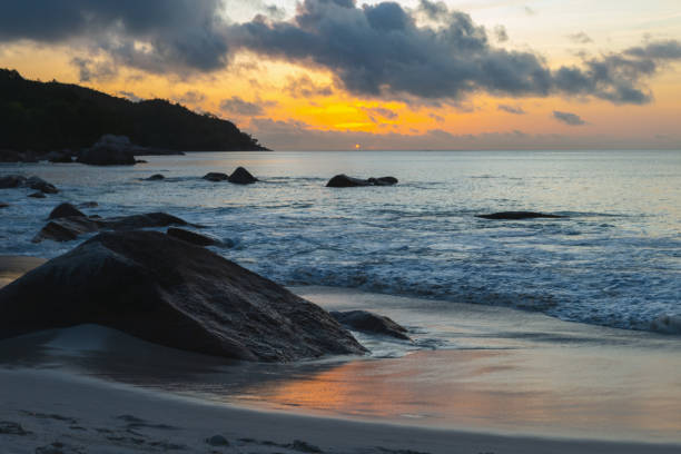 istock Anse Lazio beach. Coastal landscape on a sunset. Praslin, Seychelles 2149275501
