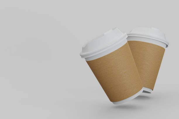istock Paper coffee cup with white lid on white background mockup 3d rendering 2149275769