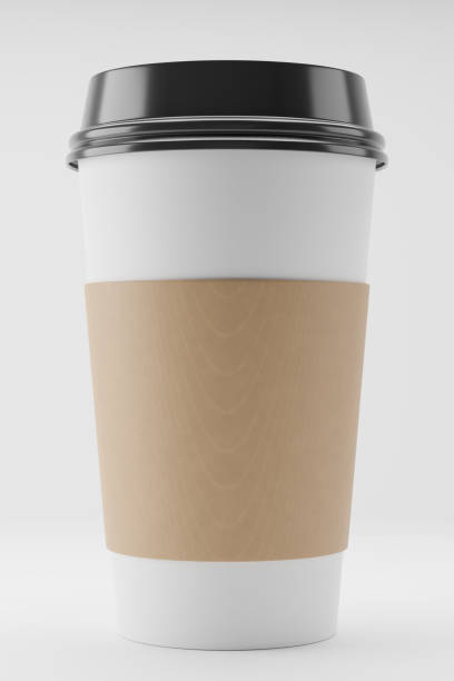 istock Paper coffee cup black lid on white background mockup 3d rendering 2149275824
