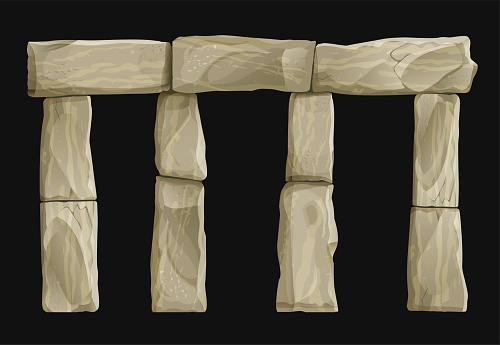 Stonehenge is an ancient dolmen or temple. Vector graphics. stone pillars columns bridge