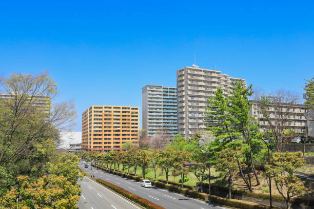 Apartments and condominiums outside the commercial district of Tokyo, Japan
