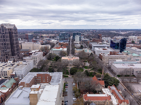 North Carolina State Capitol In Raleigh, USA. Aerial View.
