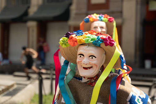 Danza de los viejitos, traditional Mexican dance originating from the state of Michoacan, Mexico. With colorful and lively colors, in addition to his typical old man's mask.