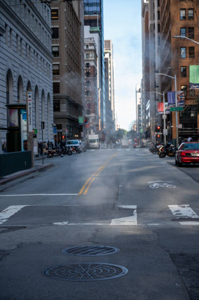 istock Smoke coming out of manhole 2149280617